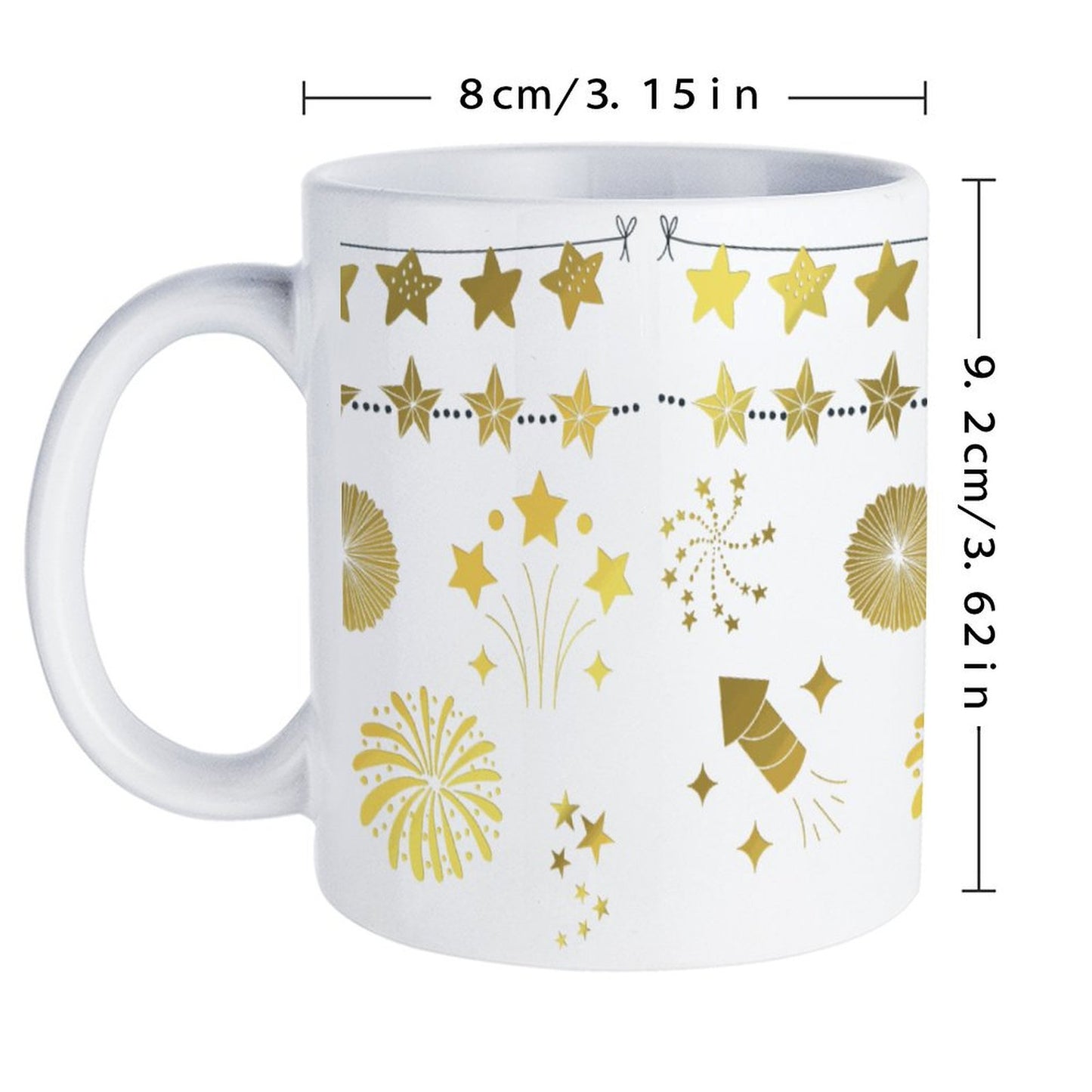 POD US Local White mug with full print, Christmas Gold 0022