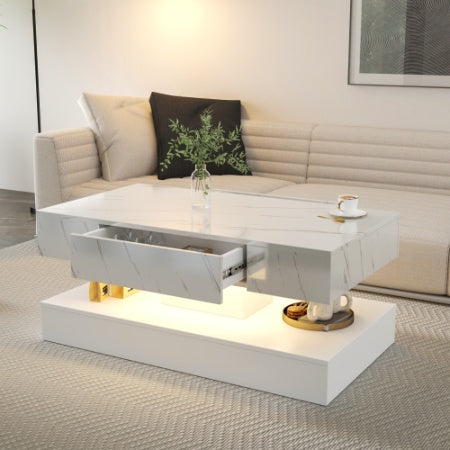 USA Local 6.93IN High LED Coffee Table,Modern Coffee Table For Living Room,Living Room Tables,Large Living Room Furniture,LED Lights