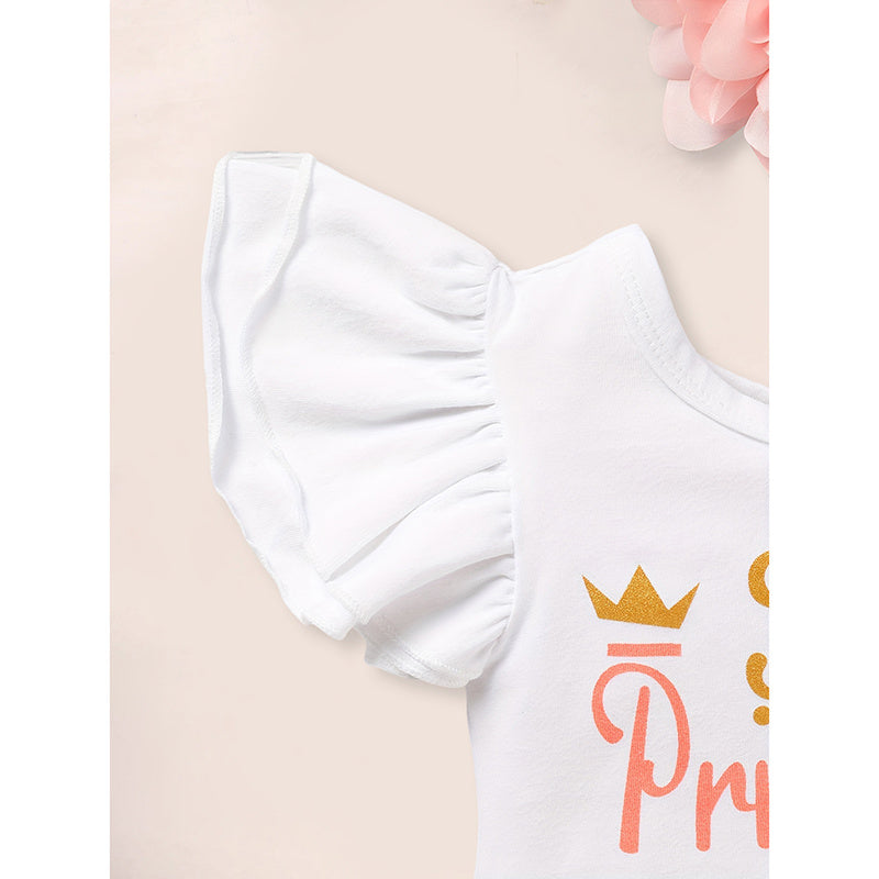 US Local 3PCS Newborn Baby Girl Outfits Infant Letter Print Romper & Tutu Skirt & Headband Coming Home Clothes Set