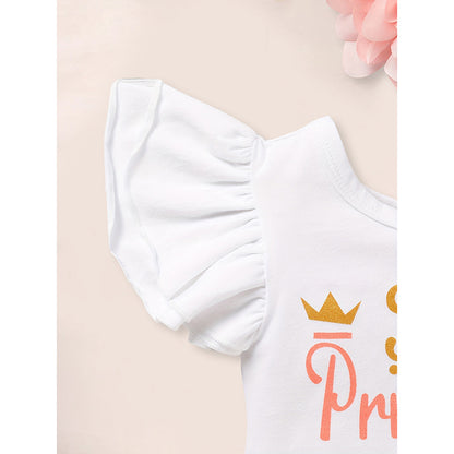 US Local 3PCS Newborn Baby Girl Outfits Infant Letter Print Romper & Tutu Skirt & Headband Coming Home Clothes Set