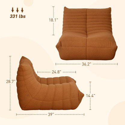 US Local Bean Bag Chair For Adults, Giant Fireside Chair, Bean Bag Sofa With High Density Foam For Living Room, Brown