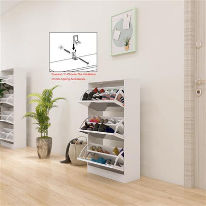 US Local Narrow Shoe Storage Cabinet With Mirror