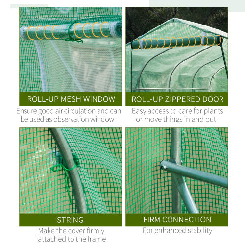 UK Local Outsunny Polytunnel Greenhouse With Windows And Door, Walk In Greenhouse For Garden, Backyard 4 X 2 M