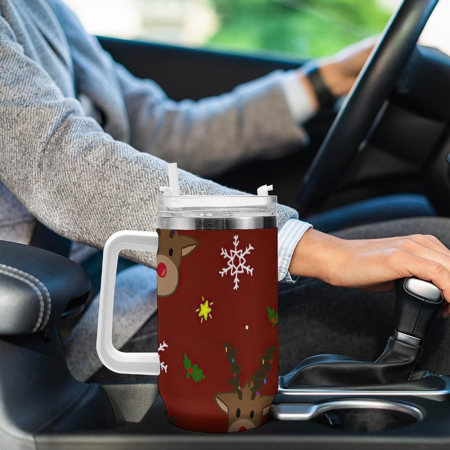 PHDT00157 POD US Local Tumbler 40 oz Large Capacity Car Cup Christmas Elk