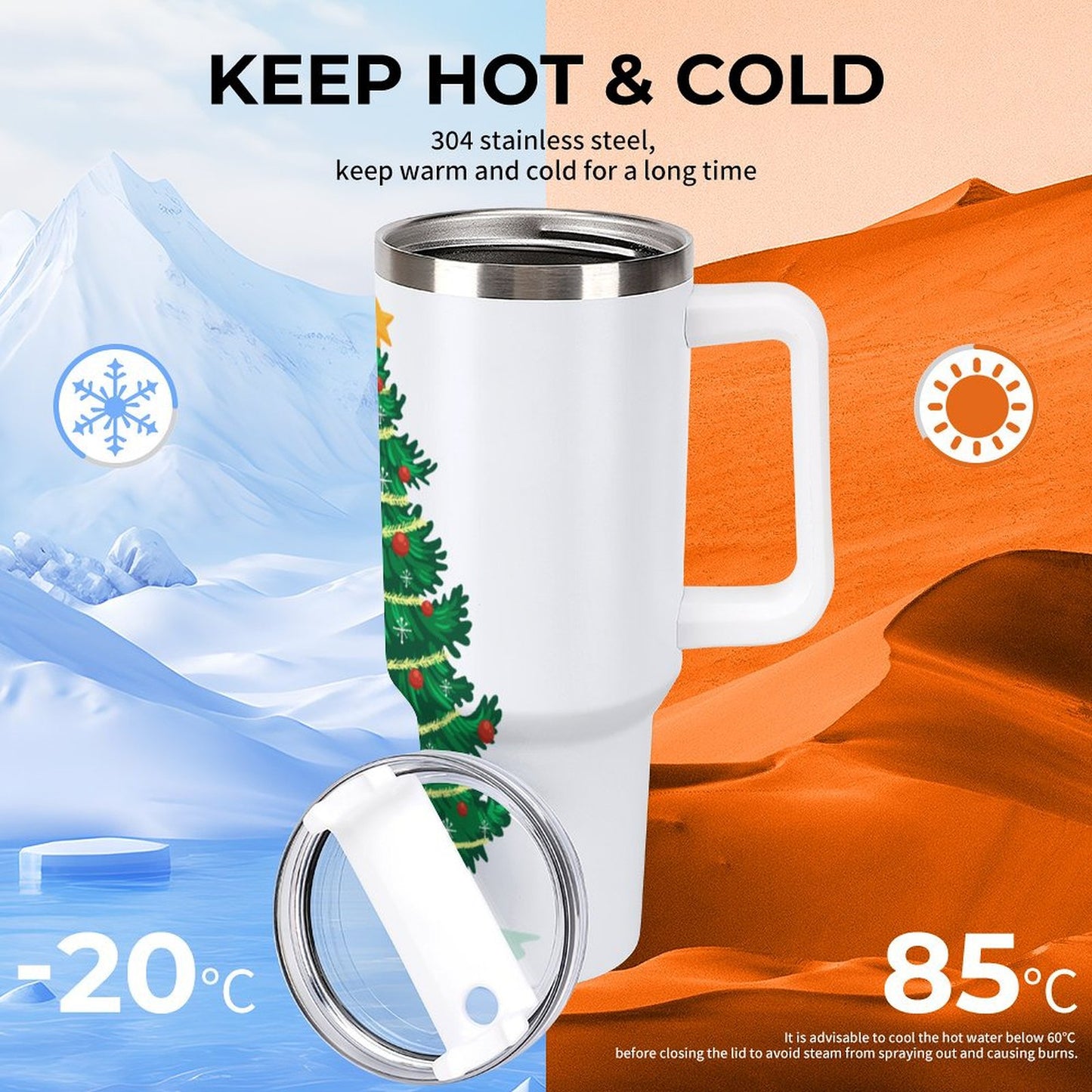 PHDT00063 POD US Local Tumbler 40 oz Large Capacity Car Cup Christmas Tree