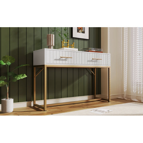 UK Local Dressing Table With 2 Drawers 75 Cm High ,Chest Of Drawers Bedroom Highboard White Sideboard Chest Of Drawers For Bedroom, White  H76.5 W100 D45 Cm