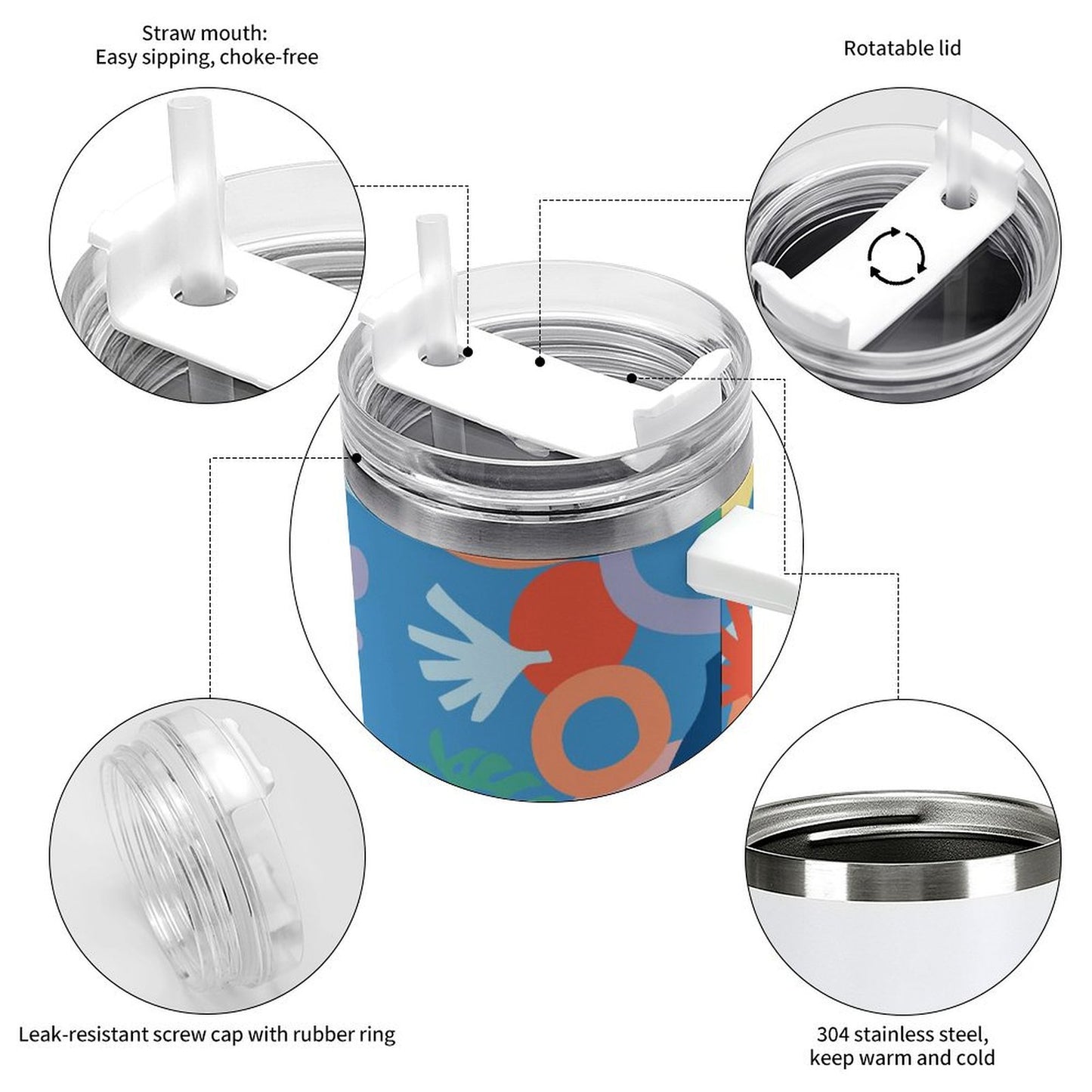 PHDT00499 POD US Local Tumbler 40oz Large Capacity Car Cup Graffiti, Summer