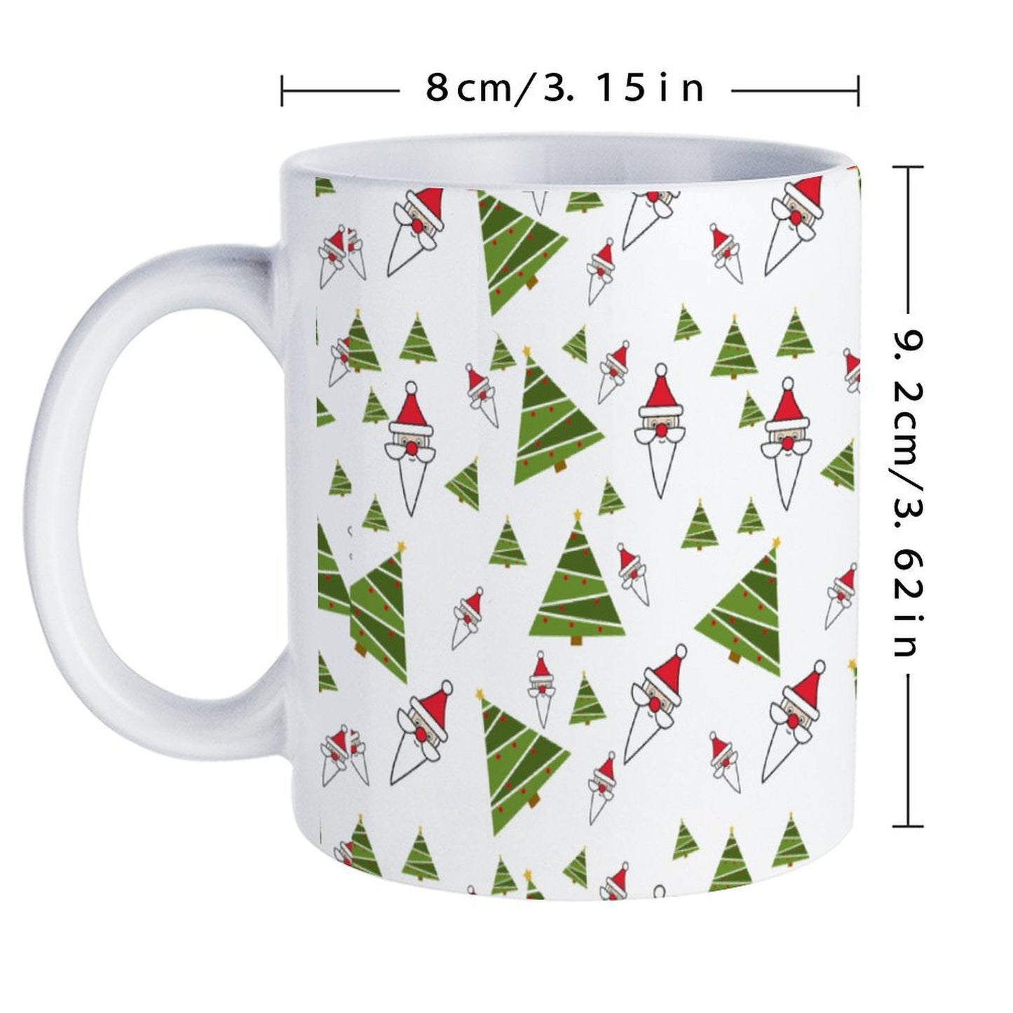 POD US Local White mug with full print, Christmas Tree, Santa Claus 0089