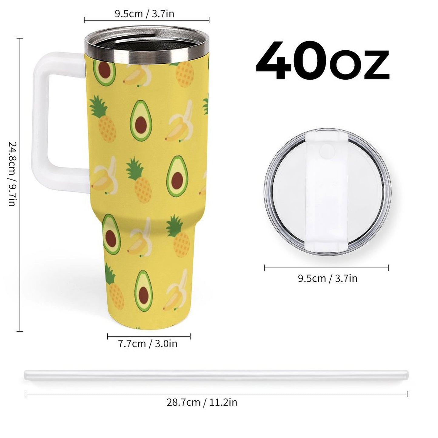 PHDT00096 POD US Local Tumbler 40 oz Large Capacity Car Cup Summer, Banana, Pineapple