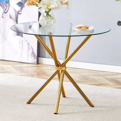 US Local Circular Transparent Glass Dining Table