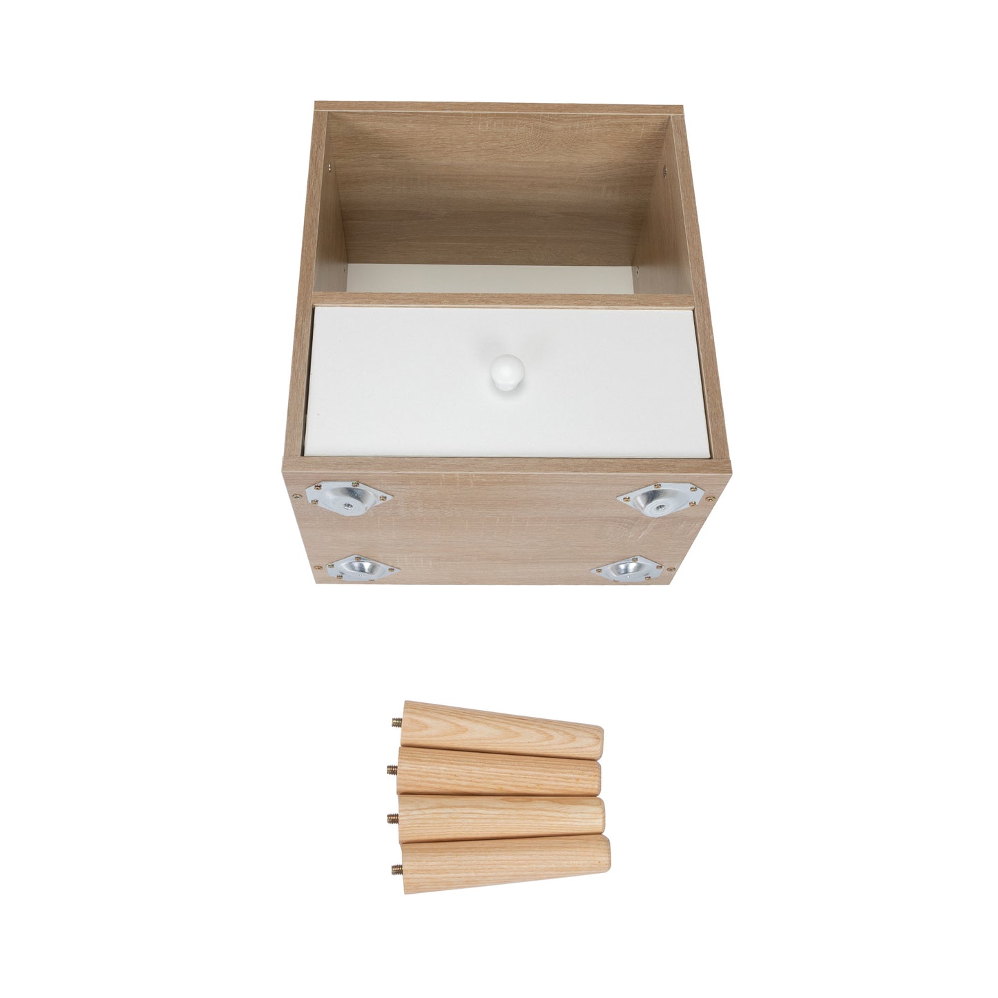 US Local Set Of 2 Mid-Century Wood Nightstands With Drawer And Shelf Storage - Brown