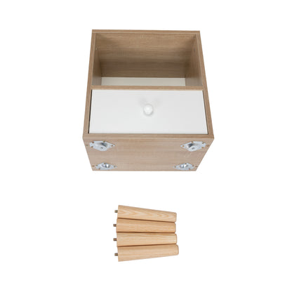 US Local Set Of 2 Mid-Century Wood Nightstands With Drawer And Shelf Storage - Brown