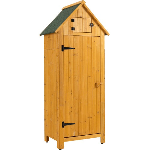 US Local 30.3L X 21.3W X 70.5H Outdoor Storage Cabinet Tool Shed Wooden Garden Shed Natural