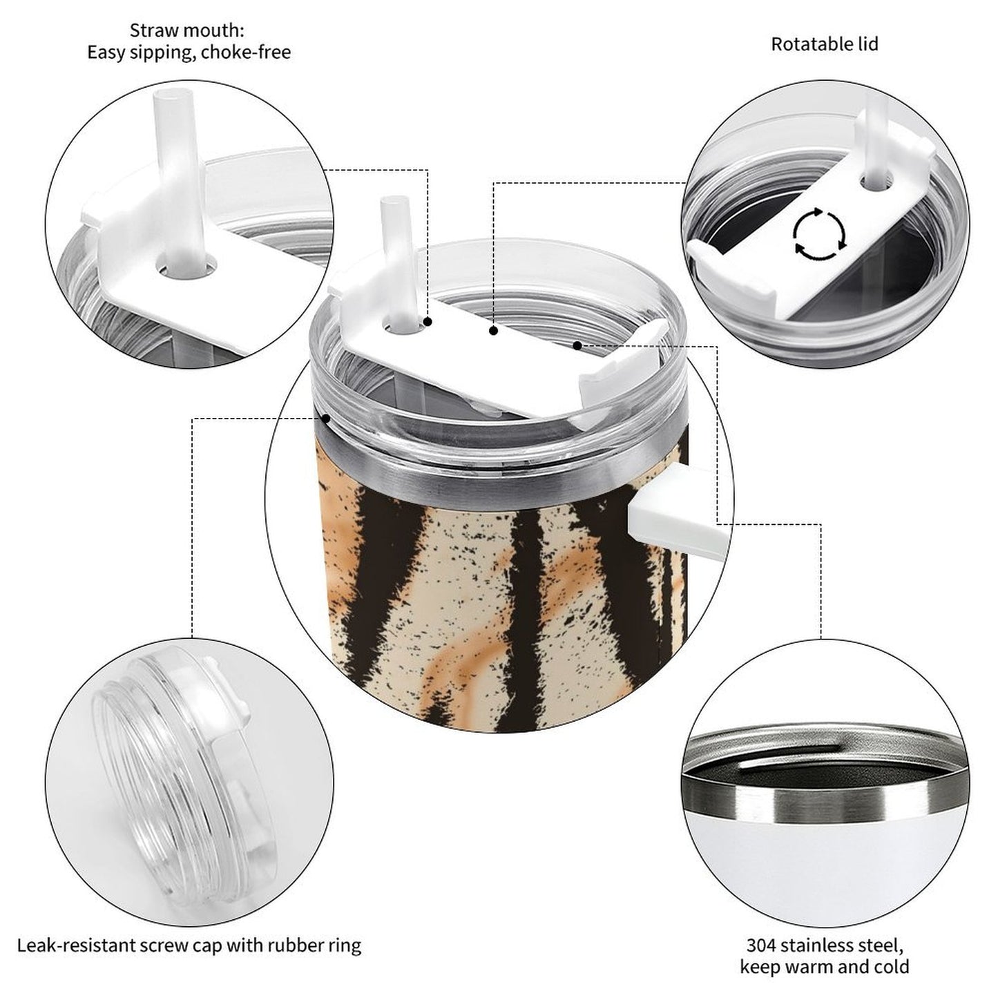 PHDT00395 POD US Local Tumbler 40 oz Large Capacity Car Cup Leopard