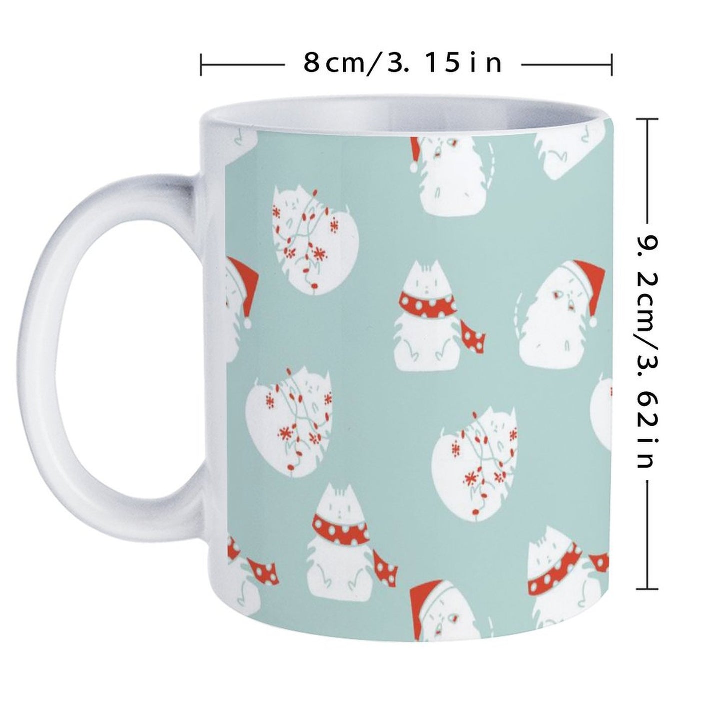 POD US Local White mug with full print, Christmas Cat 0030
