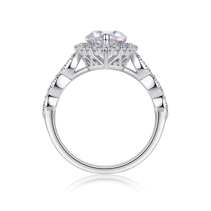Starlight Craze - A Fashionable Diamond Jewelry Piece Set With Moissanite S925 Sterling Silver And Platinum Diamond Ring