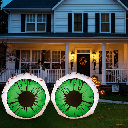 US Local 2PCS 3ft Green Eyed Ball ,2 White LED Lights Halloween Inflatable Decoration 12V