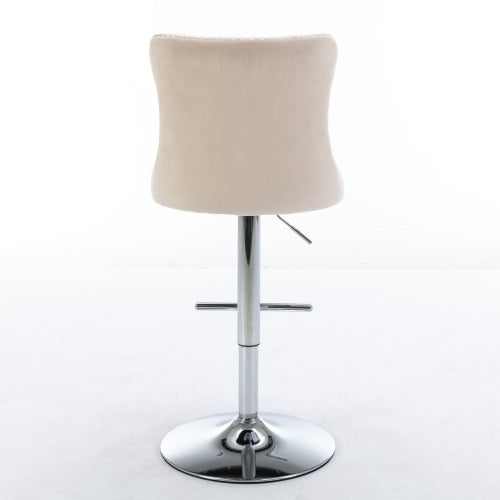 US Local Swivel Velvet Barstools Adjusatble Seat Height From 25-33 Inch Beige,Set Of 2