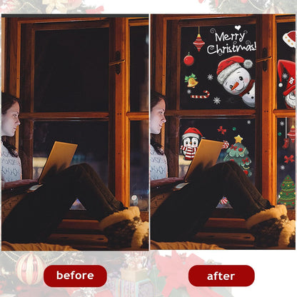 US Local Christmas Window Clings 242Pcs Double Sided Christmas Window Stickers Reusable 9 Sheets Snowflake Santa Snowman Window Clings Decals For Xmas Home School Office Decorations Clearance