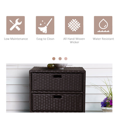 US Local 32 Poolside Rattan Wicker Patio Organizer Storage Cabinet With 3 Large Drawers Weather Fighting Materials
