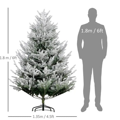 US Local HOMCOM 6 Foot Artificial Christmas Tree, Pine Hinged Xmas Tree With 795 Realistic Branches, Steel Base, Auto Open, Green