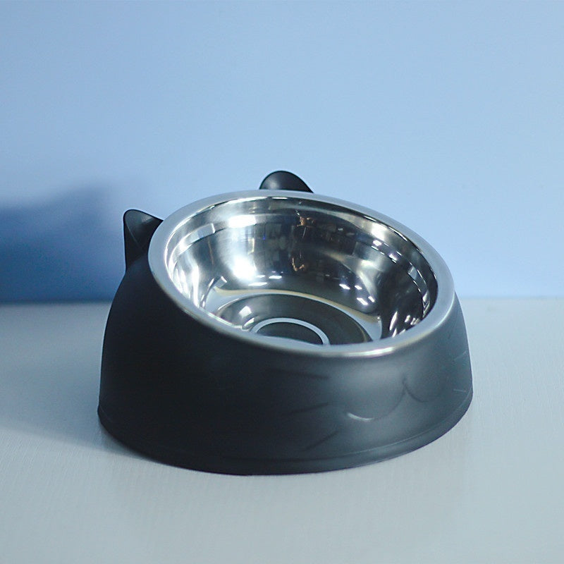 US Local Stainless Steel Dog Bowl Double Bowl Cervical Protection Oblique Mouth Hot Pet Food Basin Supplies