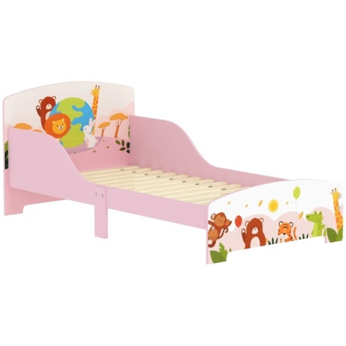 UK Local AIYAPLAY Cute Animal-Themed Toddler Bed, With Safety Rails, 143 X 77 X 60cm