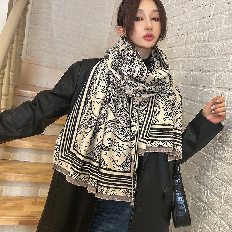 US Local Female Versatile Fashion Thickened Warm Cashmere Scarf