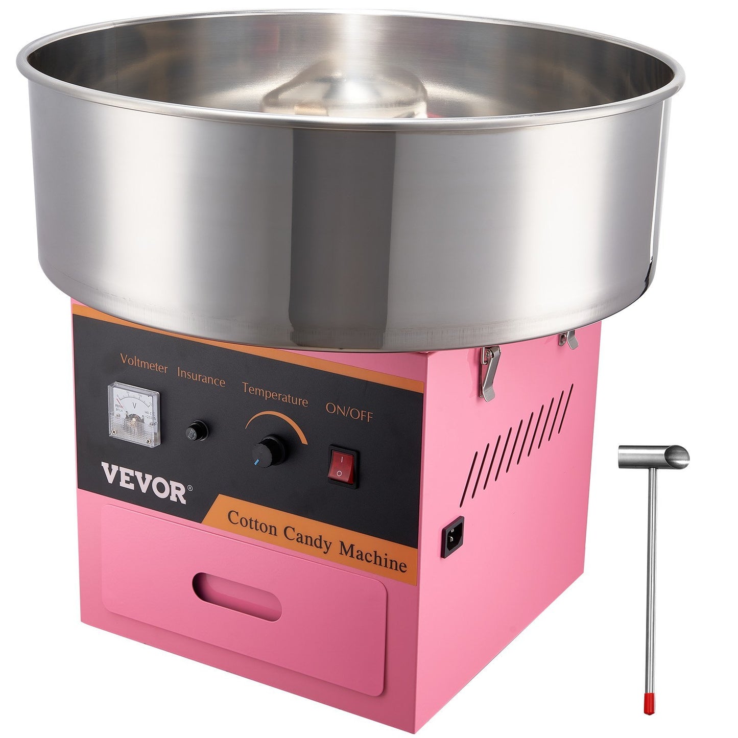 US Local VEVOR Electric Cotton Candy Machine, 1000W Candy Floss Maker, Commercial Cotton Candy Machine With Stainless Steel Bowl, Sugar Scoop, And Drawer, Perfect For Home Kids Birthday, Family Party Pink