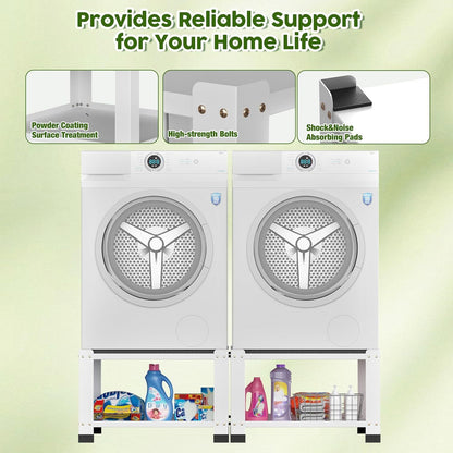US Local Laundry Pedestal 18 In Height, Washer And Dryer Pedestals With Storage Shelf, 700lbs Weight Capacity Washing Machine Stands For Most Washers And Dryers, Assembly Required, White, 2 Pack