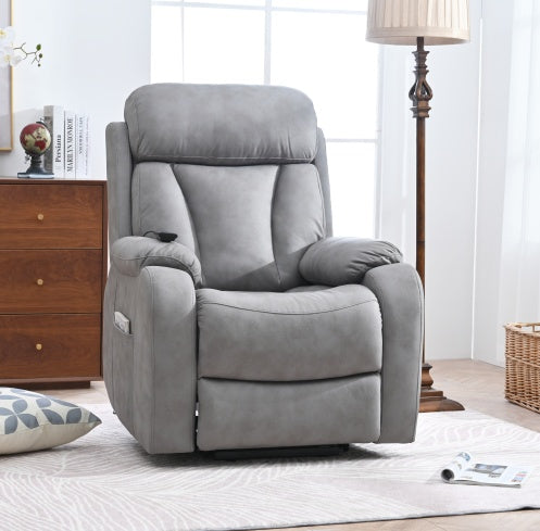 Electric Power Lift Recliner Chair For Elderly, Fabric Recliner Chair For Seniors, Home Theater Seating,Living Room Chair,Side Pocket, Remote Control,Light Gray