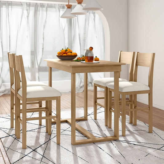 US Local TOPMAX Farmhouse 5-Piece Counter Height Dining Set, 1 Table & 4 Chairs