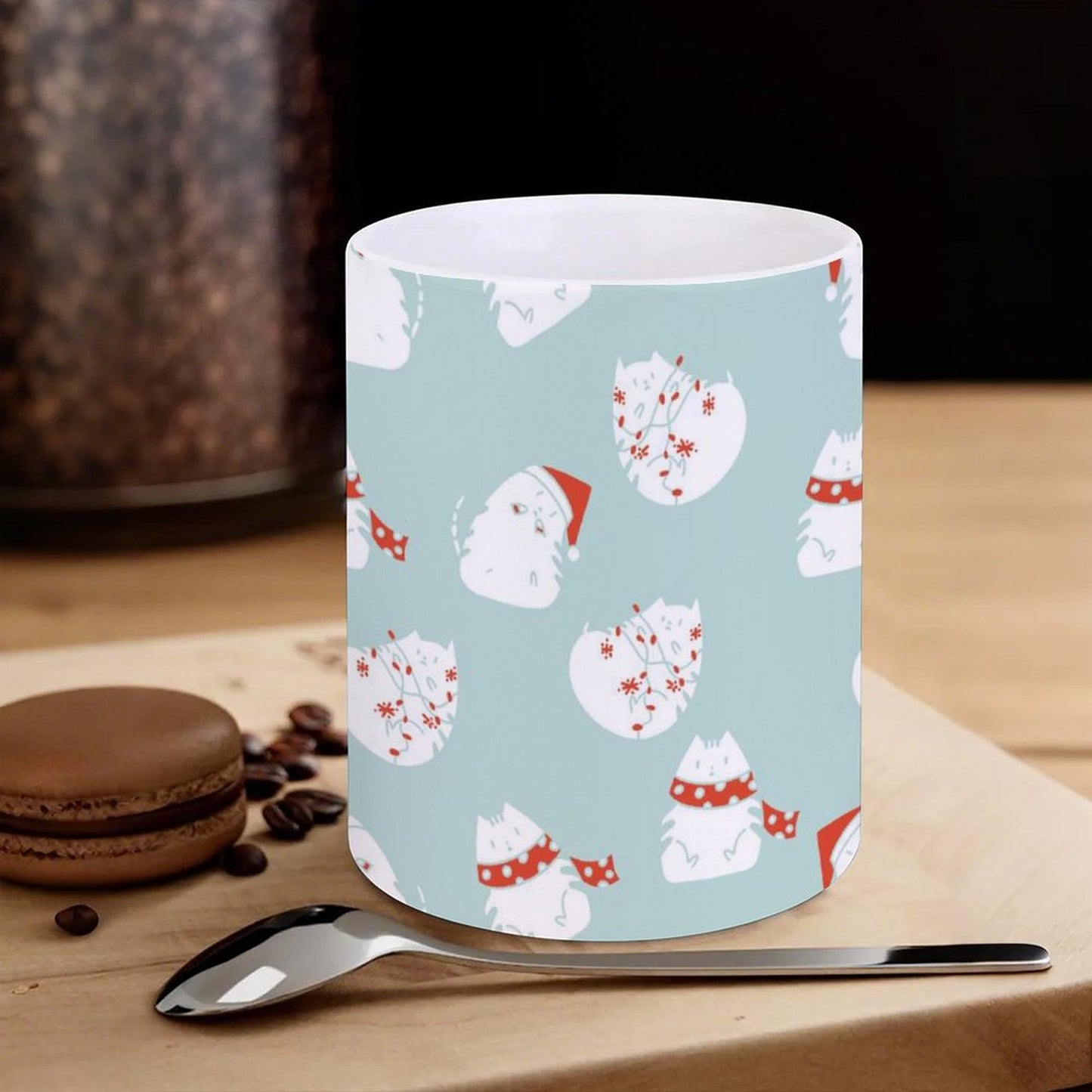 POD US Local White mug with full print, Christmas Cat 0030