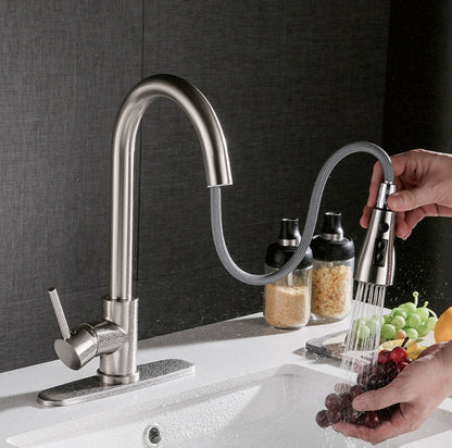 US Local Pull-out Hot And Cold Household Kitchen And Dishwashing Brushed Copper Sink Faucet