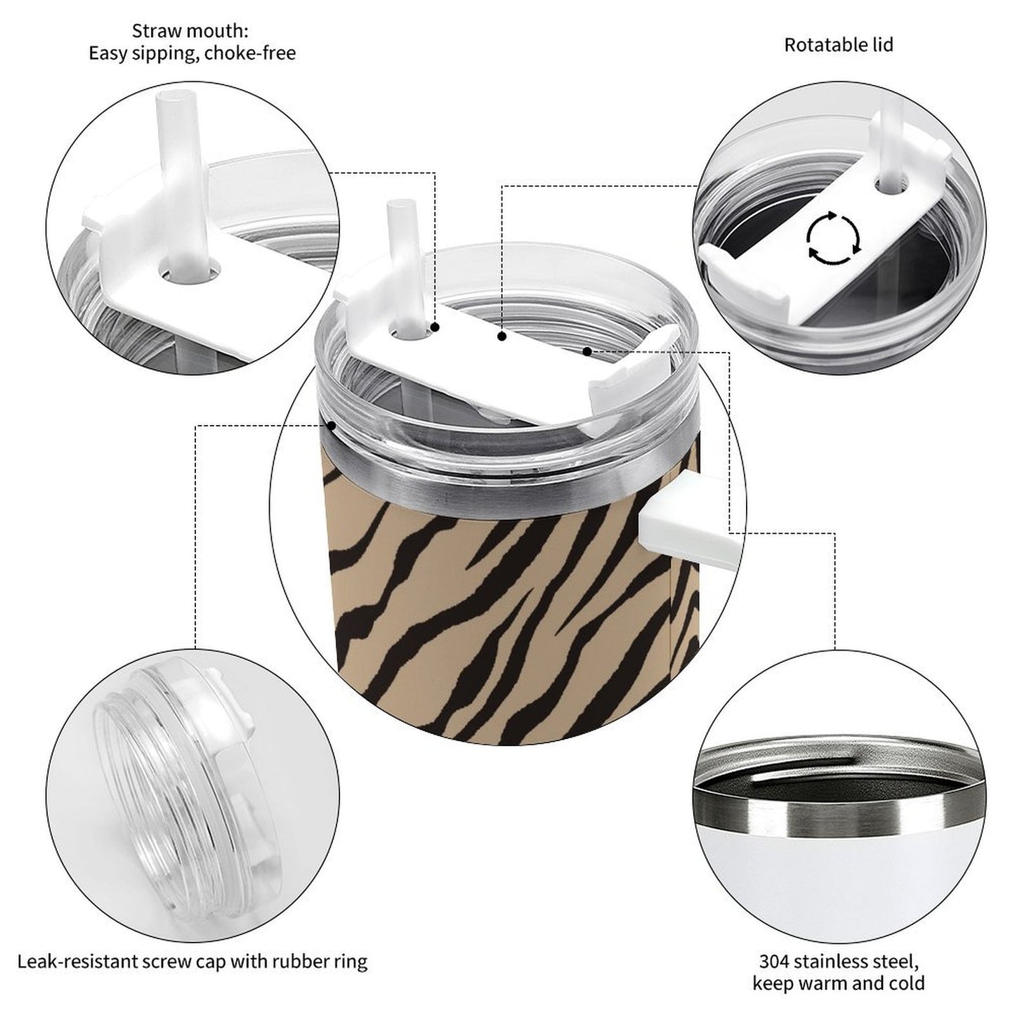 PHDT00402 POD US Local Tumbler 40 oz Large Capacity Car Cup Leopard