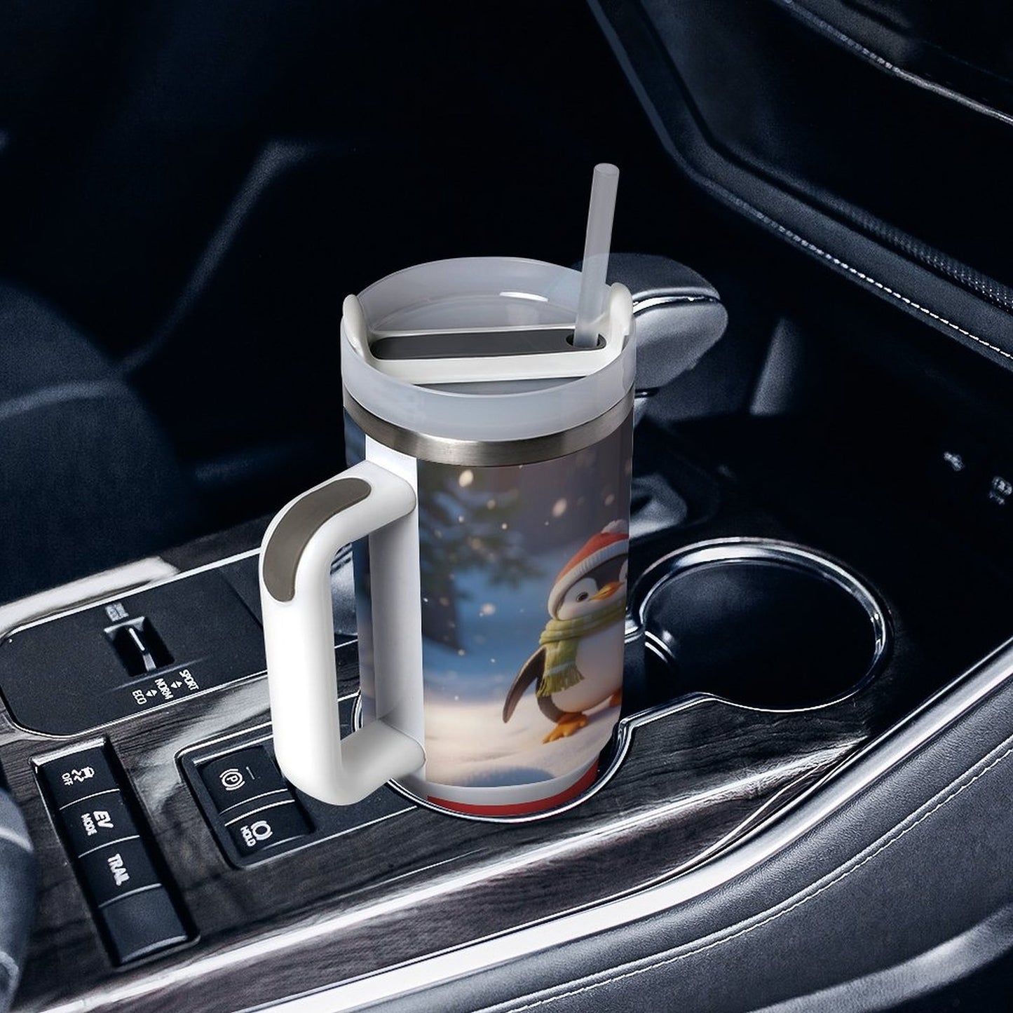 USA Local Large Capacity Car Cup Xmas Penguin_3 Red 40oz