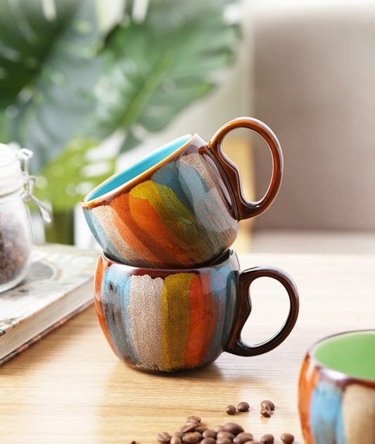 USA Local Creative ceramic cup milk cup water cup coffee cup breakfast cup couple cup to cup mug with lid spoon