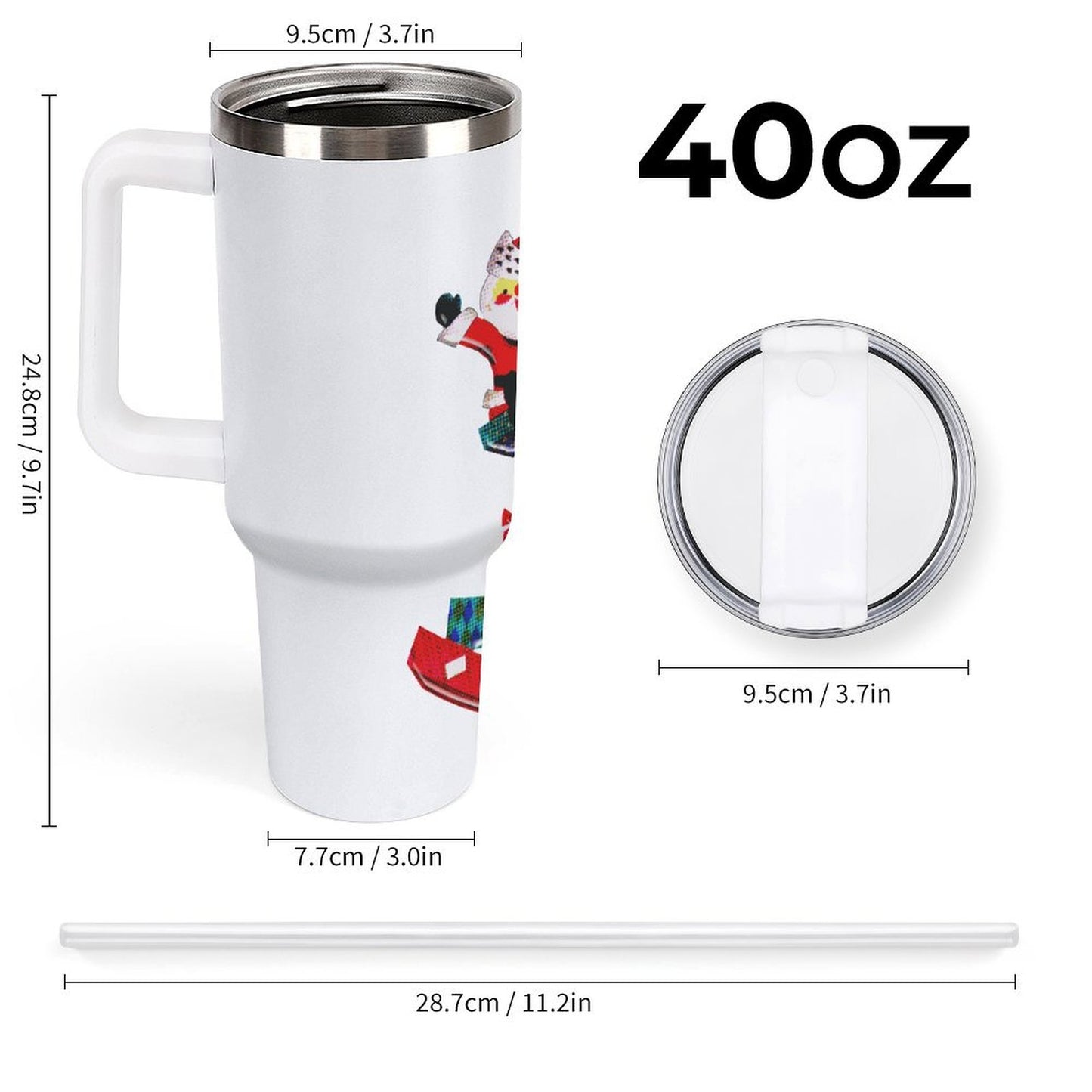 PHDT00156 POD US Local Tumbler 40 oz Large Capacity Car Cup Christmas, Santa