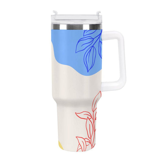 PHDT00038 POD US Local Tumbler 40 oz Large Capacity Car Cup Flowers, Leaves, Geometry, Color Blocks