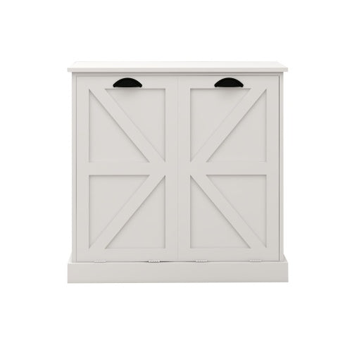 US Local Two-Compartment Tilt-Out Laundry Sorter Cabinet-White