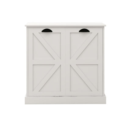 US Local Two-Compartment Tilt-Out Laundry Sorter Cabinet-White