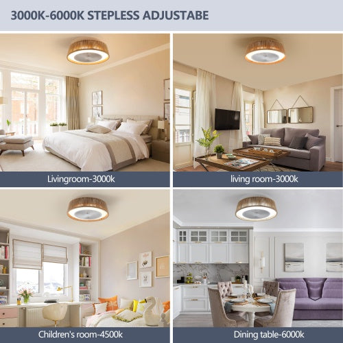 US Local Bohemian Style LED Dimmable Ceiling Light With Built-in Fan - Remote Control