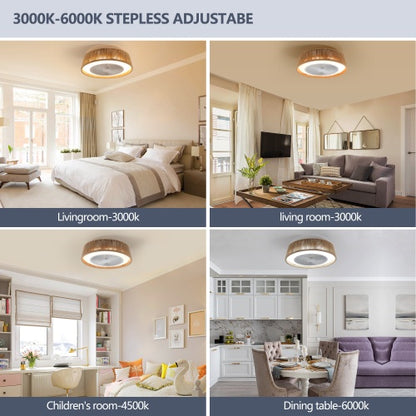 US Local Bohemian Style LED Dimmable Ceiling Light With Built-in Fan - Remote Control