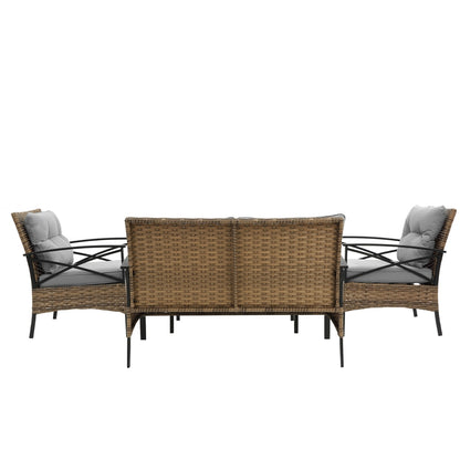 US Local Patio 4Piece Sectional Sofa Set   KD Rattan Wicker Outdoor Garden Furniture