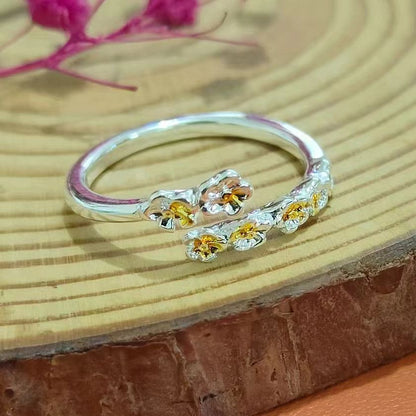 Camellia Light Luxury And Simplicity Temperament Adjustable Opening Ring