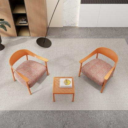 US Local Modern 2 Piece Accent Chair Set With Coffee Table  Apricot Brown PP  Steel Frame Sofa Set, Soft Cushioned Seating For Living Room, Lounge, Balcony