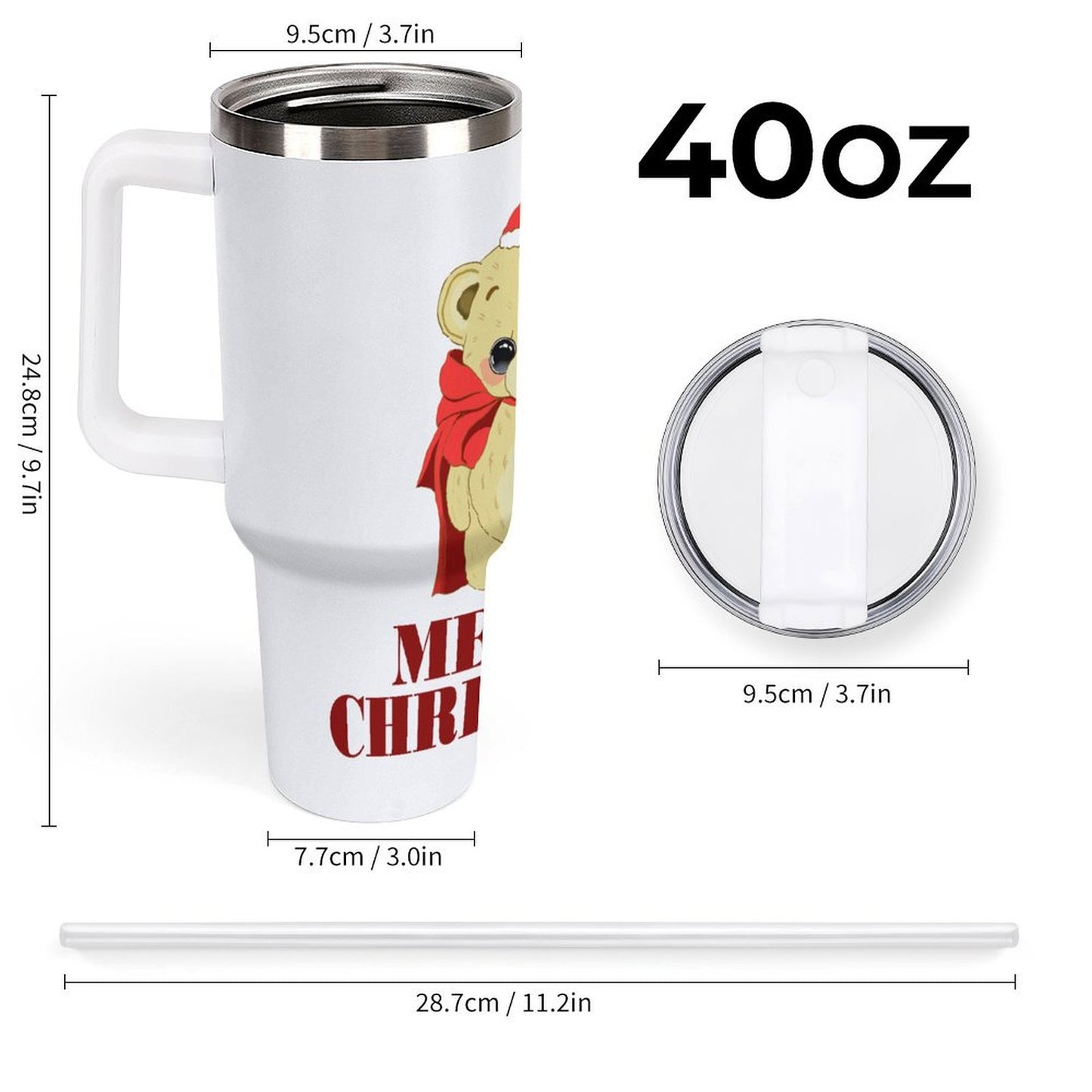 PHDT00460 POD US Local Tumbler 40 oz Large Capacity Car Cup Teddy Bear, Love, Christmas