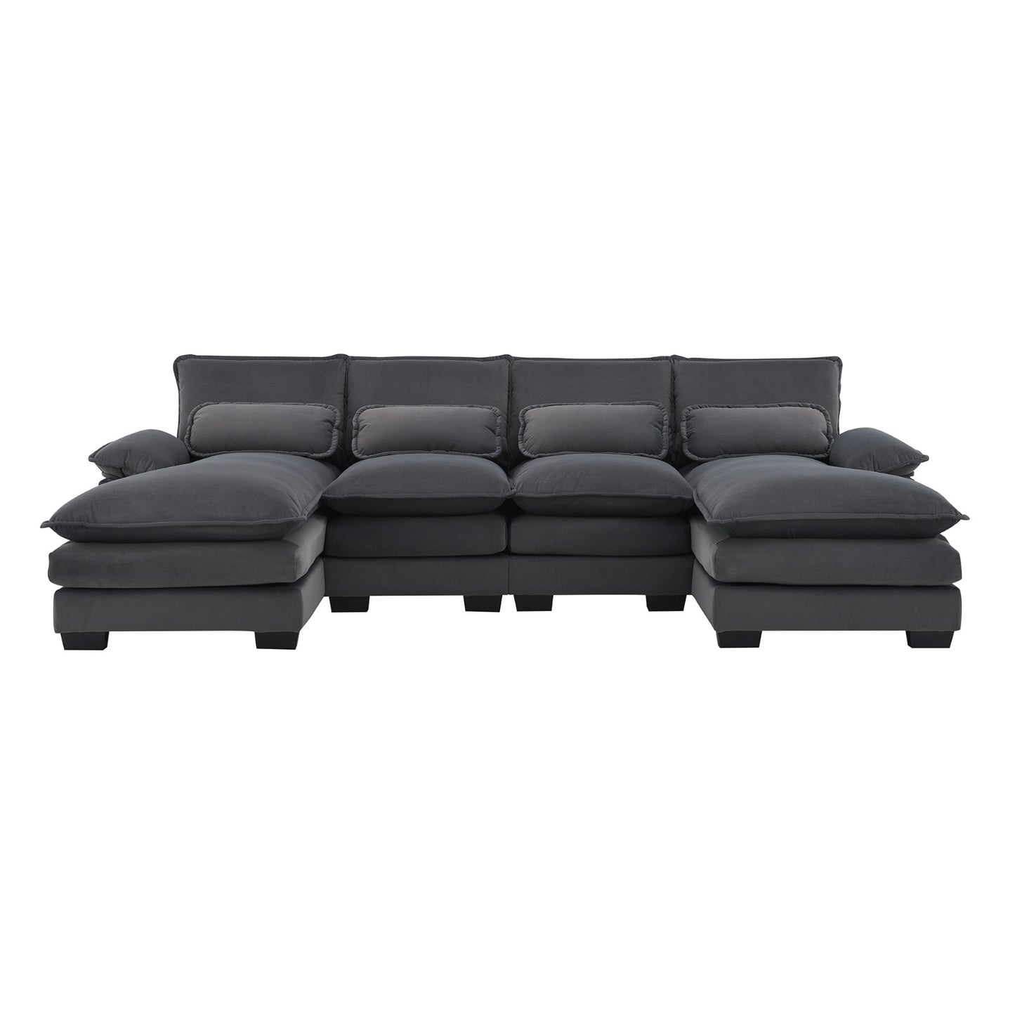 US Local New Modern U-shaped Sectional Sofa, 6-Seat With Waist Pillows 109.8 55.9