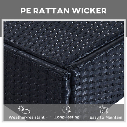 US Local 3 Piece Wicker Lounge Chair Set Outdoor Loungers With Armrests Cushion  Headrest  Side Table  Wheel  Black