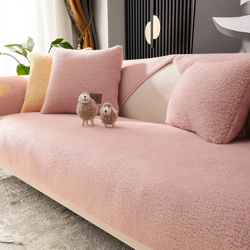 Non-slip Solid Color Simple Lambswool Sofa Cushion